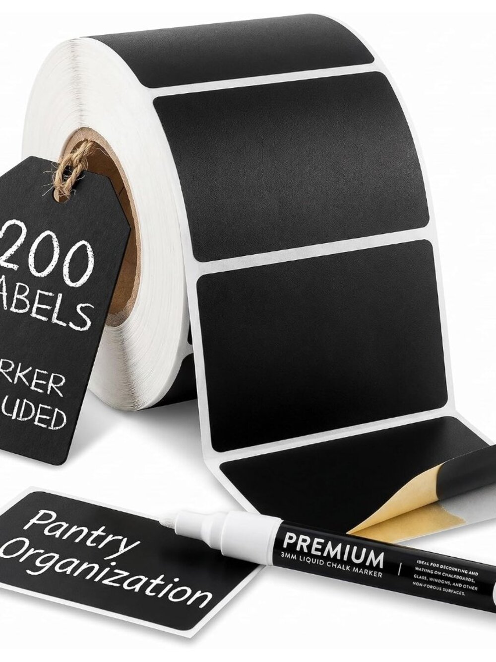 200 Chalkboard Labels for Food Containers, Reusable Black Stickers with Chalk Ma